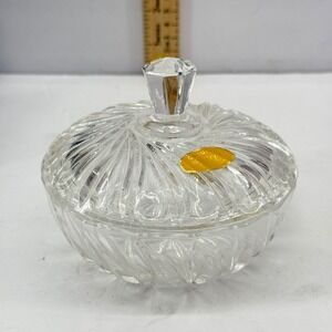 Crystal Cachette Box Candy Dish Clear Swirl Genuine Lead Crystal Germany